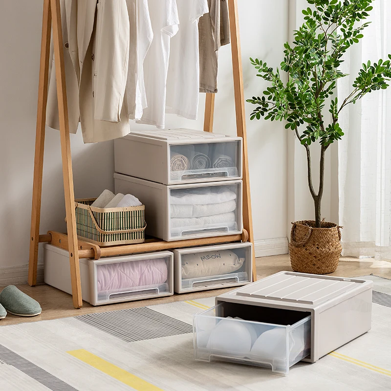 Plastic Stacking Drawer Stackable Storage System Clothes Bedroom Kitchen Office Home Closet Organizer Unit with Sliding Drawer