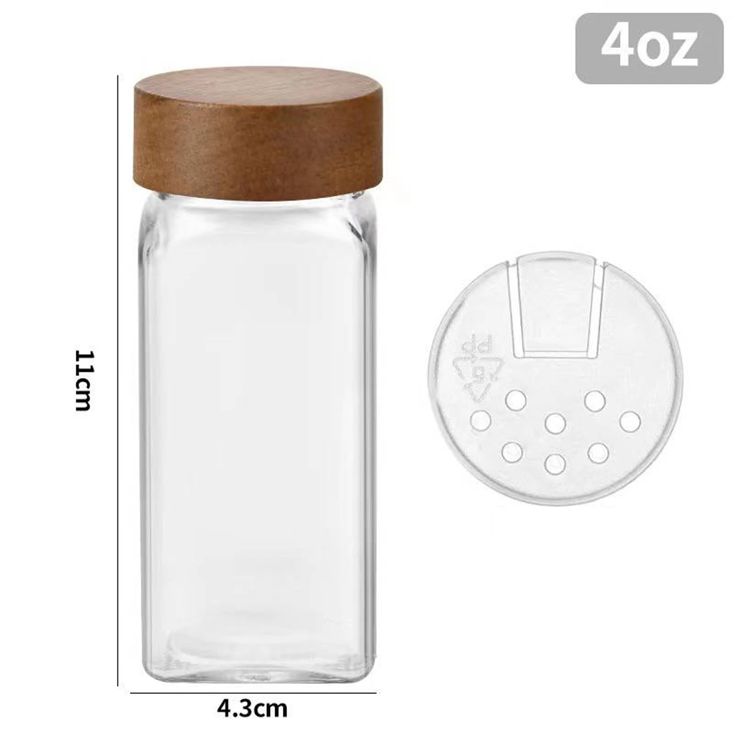 120ml Acacia wood lid bottle 4oz glass square bottle seasoning  spice jar