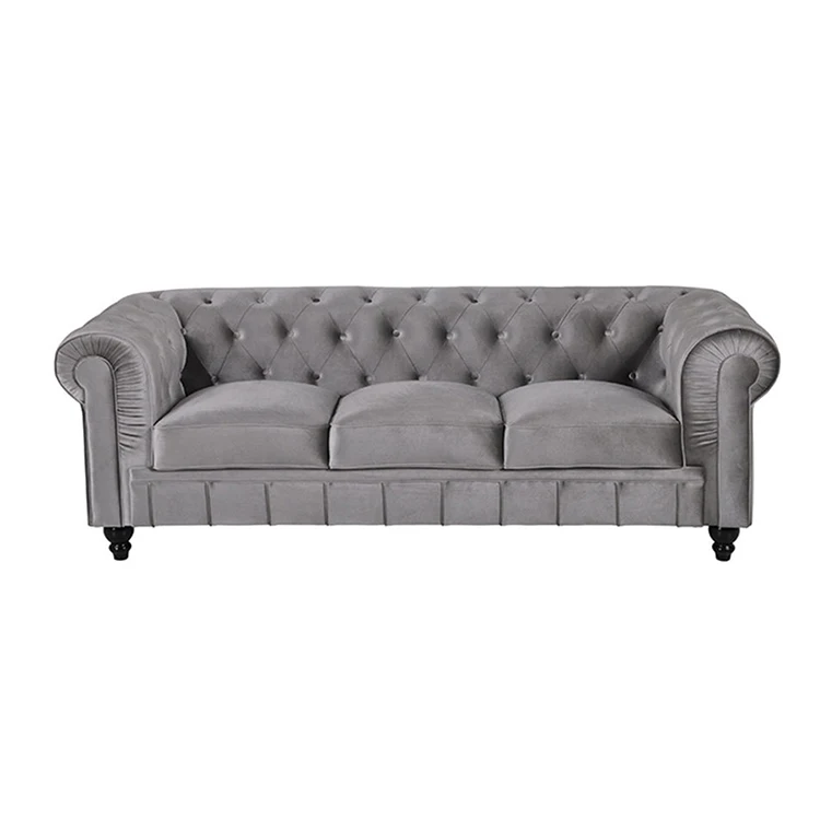 tufted pull button sofa European style modern velvet chesterfield sofa furniture in China