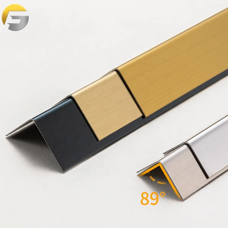 CL0030 Best Selling 316 Brushed Stainless Steel Tiles Brass Color Hairline stainless steel corner L profile tile trims