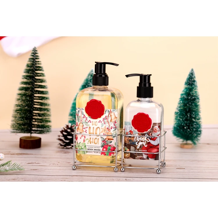 Wholesale 280ml body wash shampoo 100ml body lotion and 50g candle spa bath christmas gift set