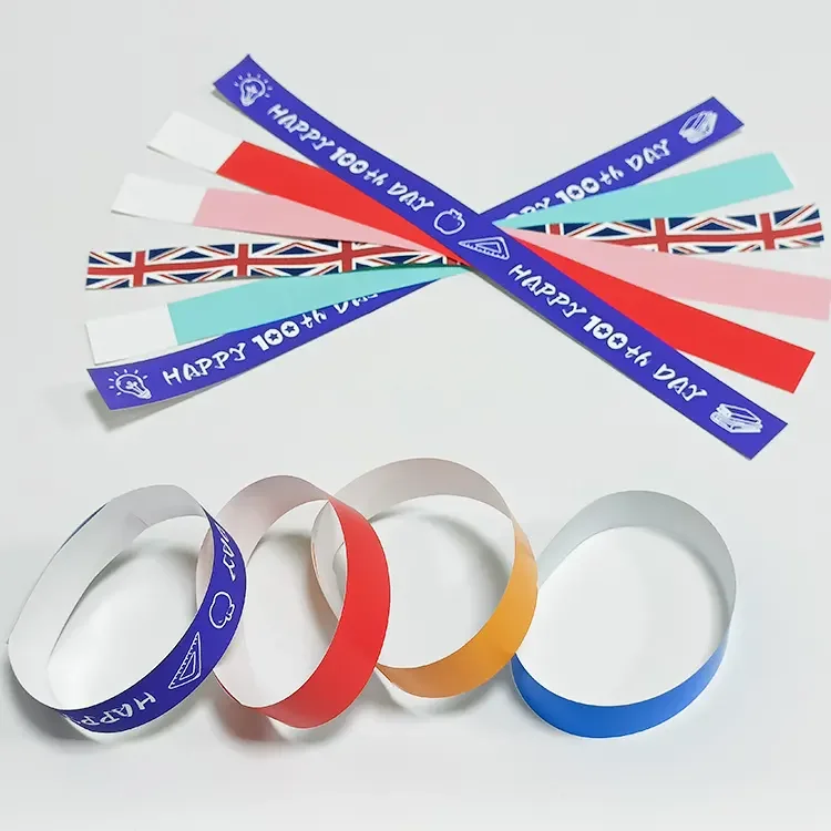 Custom Colourful Bracelet Cheap Personalised Waterproof Disposable Paper Band Tyvek Wristbands Concert ticket wristband