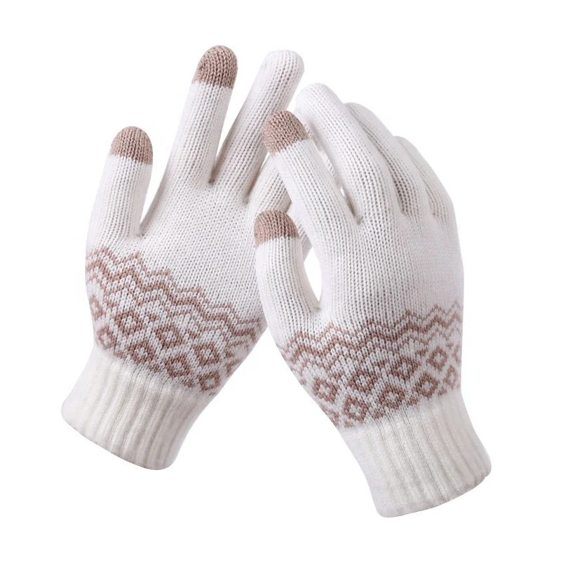 Winter Knit Gloves Touchscreen Warm Thermal Soft Lining Elastic Cuff Texting Anti-Slip for Women Men