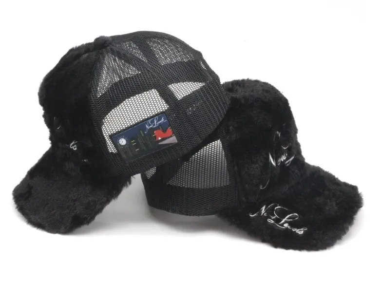 wholesale Furry Rabbit Hair Fur mesh trucker hats with custom logo