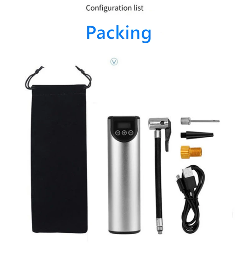 Handheld multifunctional electric air pump intelligence 150 psi flashlight ball mini portable car electric air pump bicycle