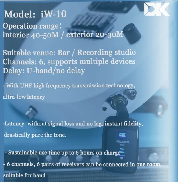 Wholesale UHF digital guitar audio transmitter and receiver wireless guitar transmitter system for musical instruments
