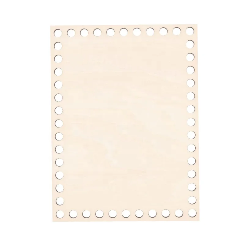 Natural Wood Basket Bottom, Rectangular Blank Crochet Basket Wooden Base