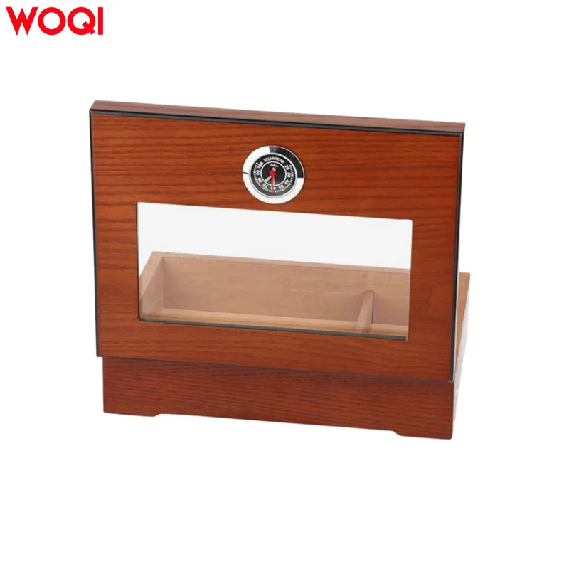 WOQI Solid Cedar Wood Hygrometer Humidifier Portable High Capacity Moisture Cigar Box with Lock Strong and Durable Wholesale