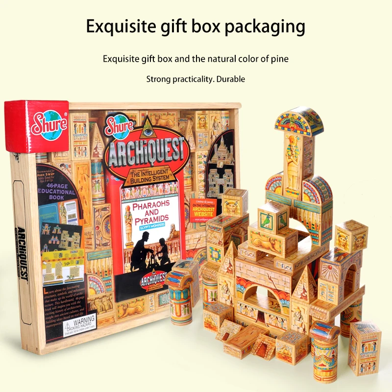 Manufactory direct sale wooden toy Egyptian all kind of style Pyramids Pharaoh spyramid wood building model material taj mahal