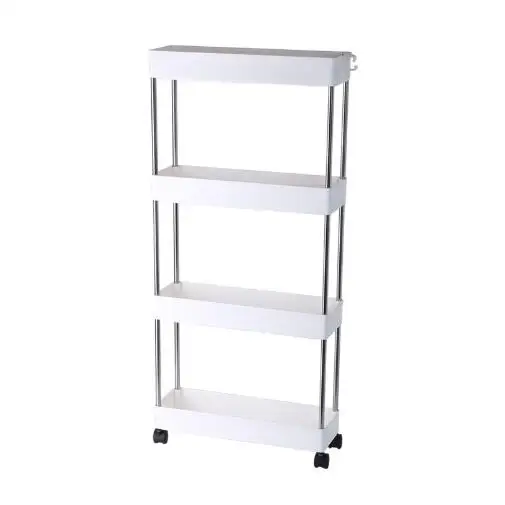 4 Tier Slim Storage Cart, Bathroom Storage Organizer Bathroom Cart with Wheels for Bedroom, Kitchen Narrow Places