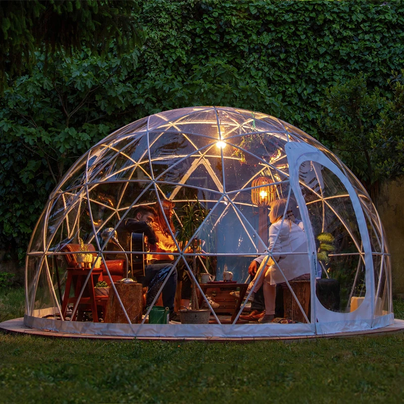 4 м маленький прозрачный купол Igloo дом для улицы роскошная палатка ресторана со столом и стульями