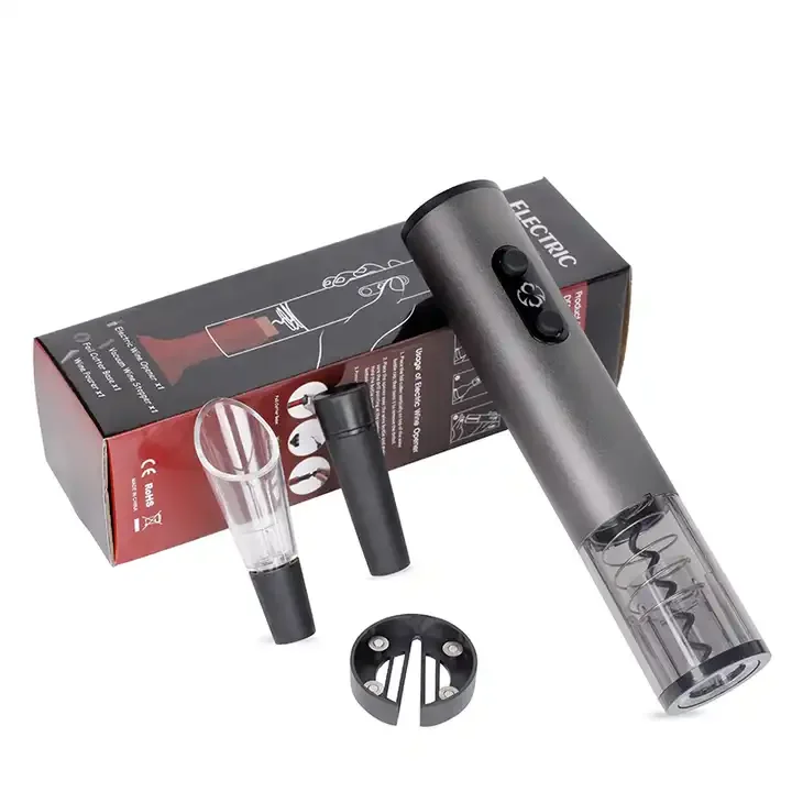 Electric Wine Opener Set Automatic Wine Bottle Opener Portable Corkscrew with Pour & Preserver Vacuum Stopper Foil Cutter