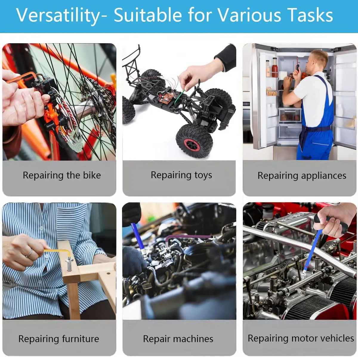 27 PCS Hex Key Set Color-Coded Chrome Vanadium Steel Extended Ball Head With T-handle  Hex Key Wrench