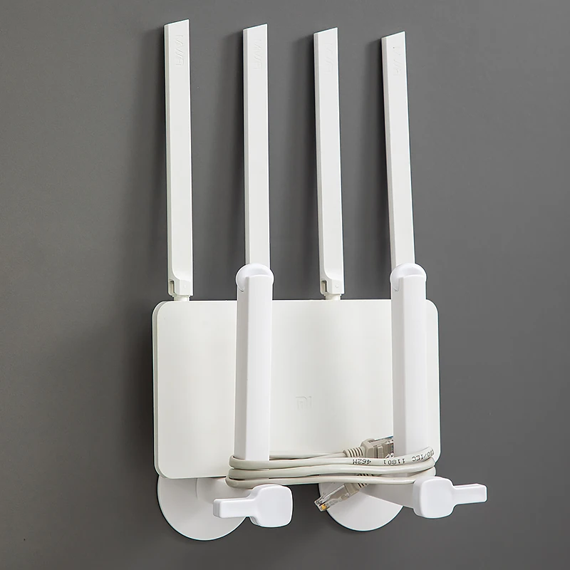 Simple and sturdy wall mounted WiFi router rack, home multifunctional power cord socket storage, no perforation