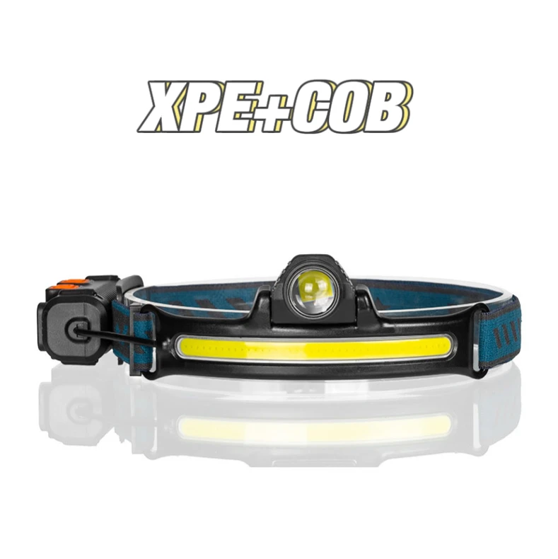 2021 New Multi Function Rechargeable Headlamp With 6 Mode Quality XPG COB LED Headlight With Sensor Powerful Camping Headlamp