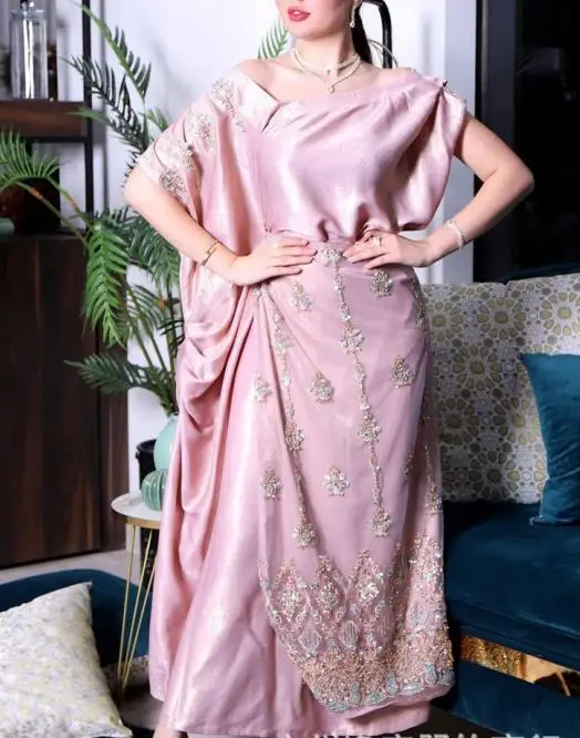 Luxury Hand Sewing Beaded Abaya Wholesale Dubai Islam Women Dress long sleeves Pleats Traditional Muslim Clothing
