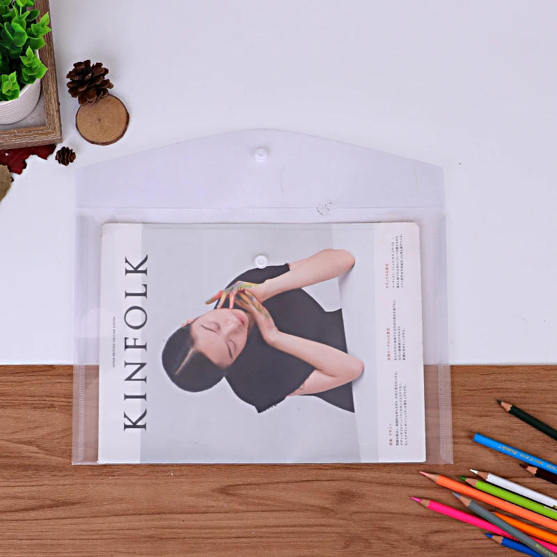 China Factory Manufacturer PP Waterproof File Folders A4 Plastic File Folder with Button