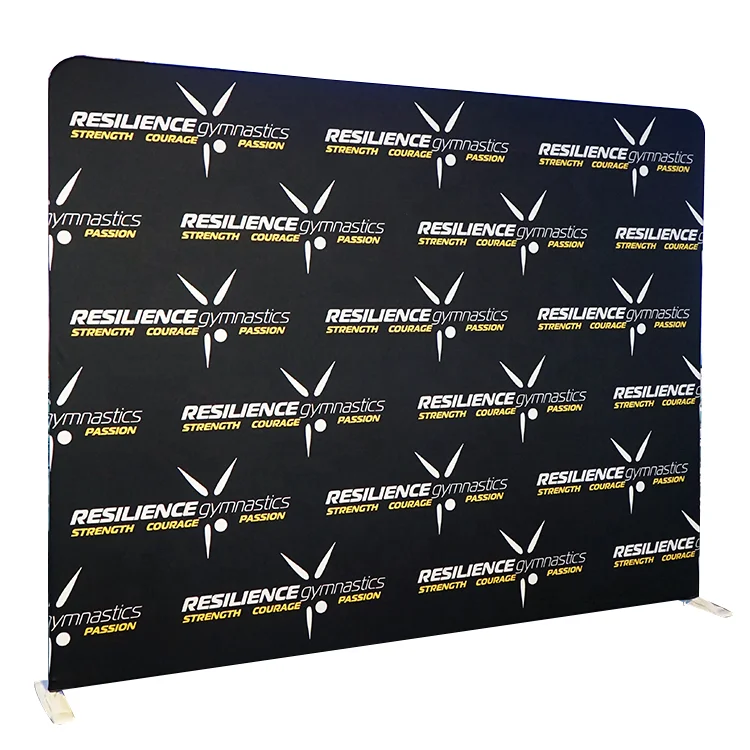 Tradeshow expo 10ft 8ft aluminum tube stretch fabric step and repeat banner display custom backdrop with logo
