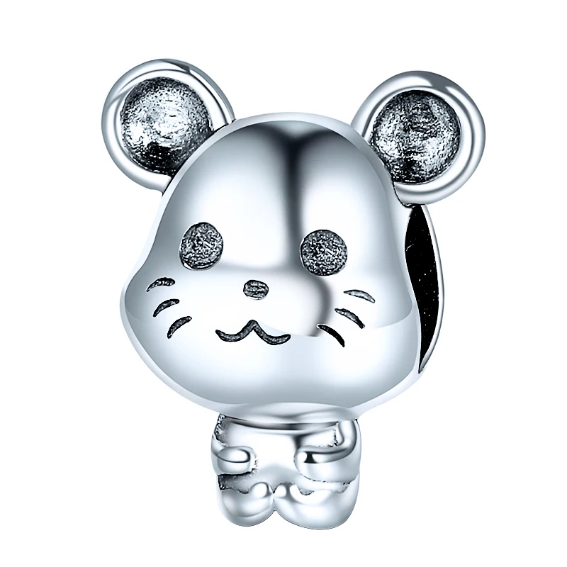 
Wholesale cute 925 sterling silver mouse charm beads fit bracelet making for women 