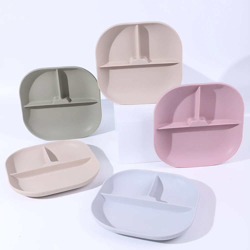 Hot Sale Dishwasher Safe Oem Silicone Dish Toddler Child Tableware Divided Plate Kid Dinnerware Food Baby Feeding Silicone Plate