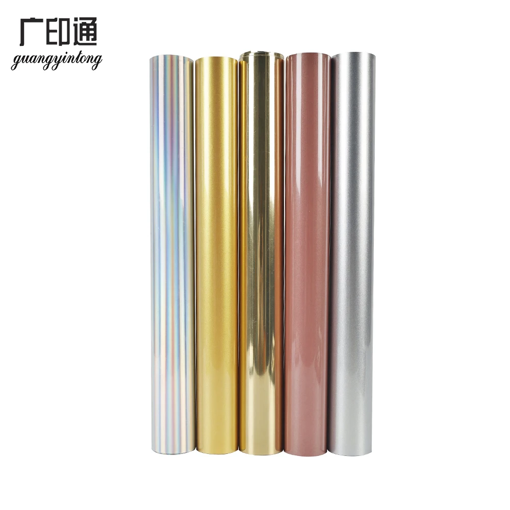 Guangyintong PU Soft Metal Heat Transfer Vinyl Weeding Htv Vinyl Metallic Iron On Vinyl