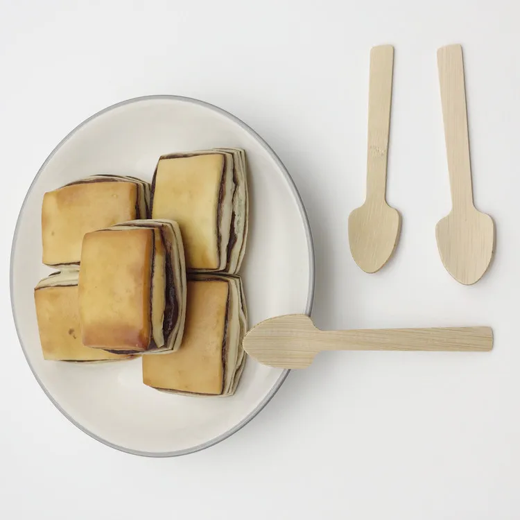 biodegradable BPA free disposable Bamboo material  ice cream dessert spoon for tasting food