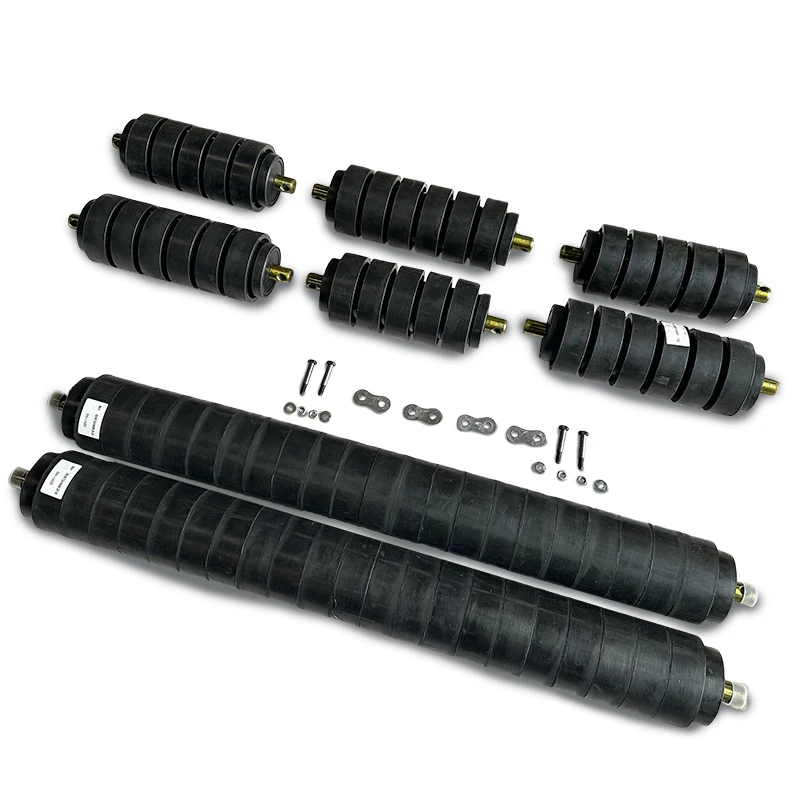 China Supplier Heavy Duty Roller Idlers For Conveyors Outside Rubber Coating Impact Roller