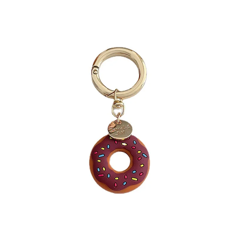 New Cartoon Donuts Case for AirTag Key Ring Silicone Soft Universal Finger Strap Charm Lanyard for AirTag mobile phone pendant