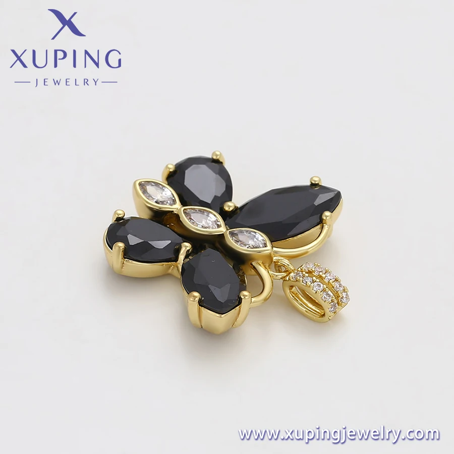 X000789045 Xuping Jewelry Fashion Pendants Butterfly With Black Diamond 14k Gold Plated Pendant Shinning For Women Girl Pendant