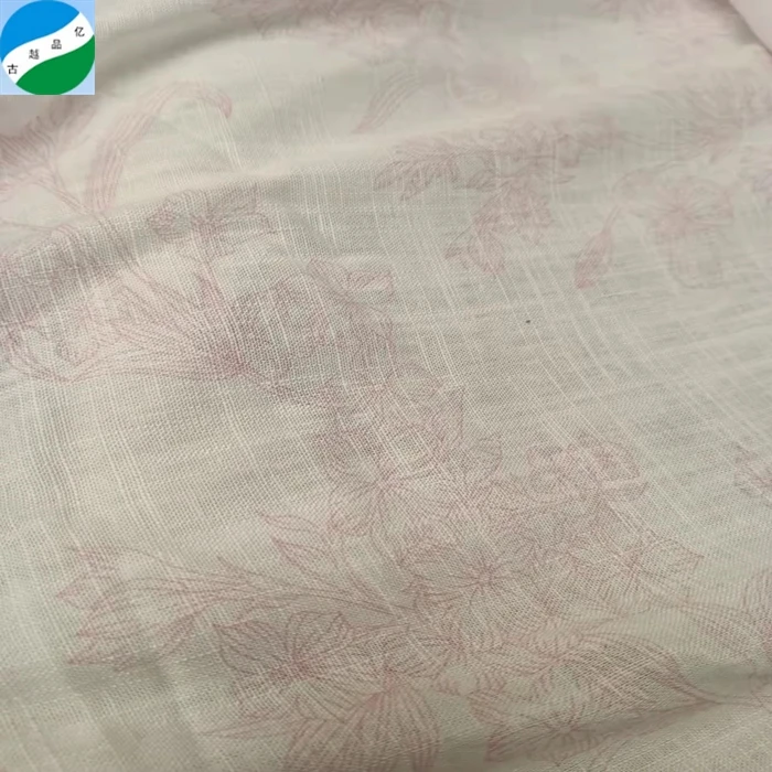 Line fabric stock kg price small rolls and middle rolls printed cotton linen fabric woven print shirt fabric