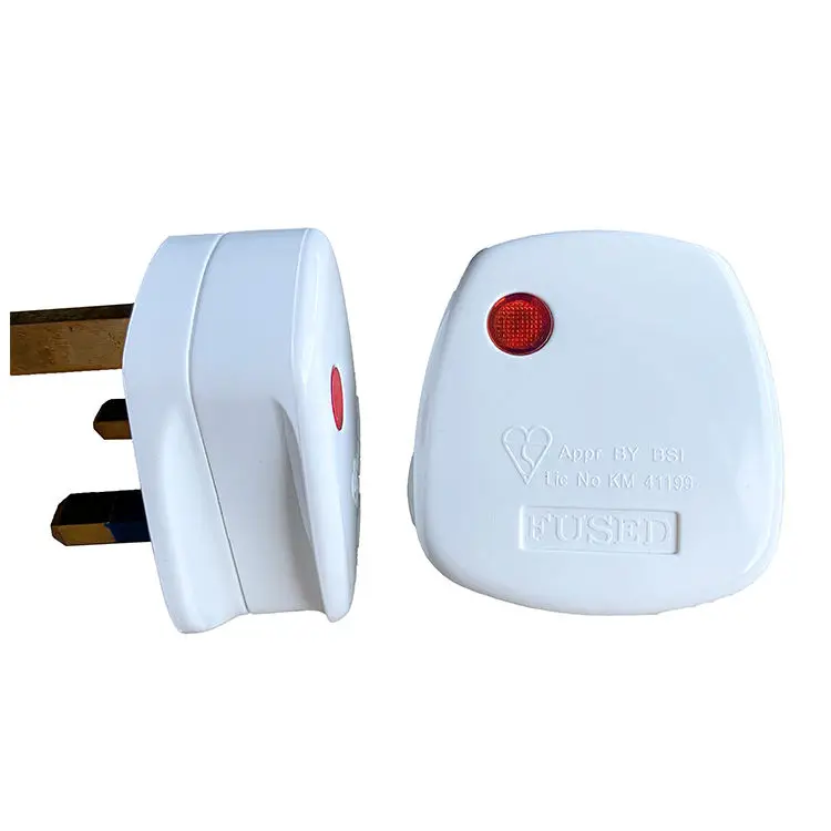 Power Industrial 3 Flat Pin 13A White Indicator Light Fuse Top Electric BS 13A UK Top Plug Fused