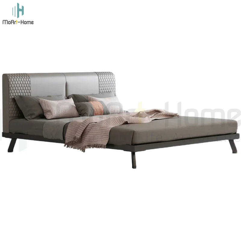 OEM Nordic Simple Master Double Bed Young Girl Luxury Fabric Bed Bedroom Furniture Sets Flannel Headboard