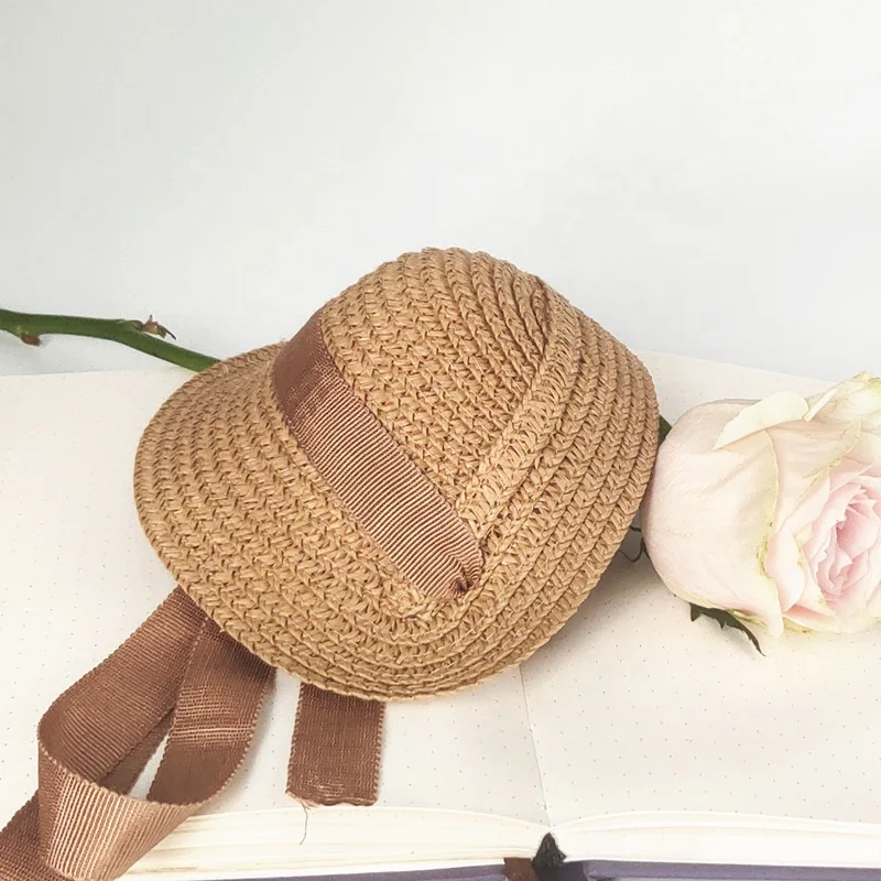High quality Cute little French straw garden  hat and the material is straw and polyester Doll Girl Straw Hat