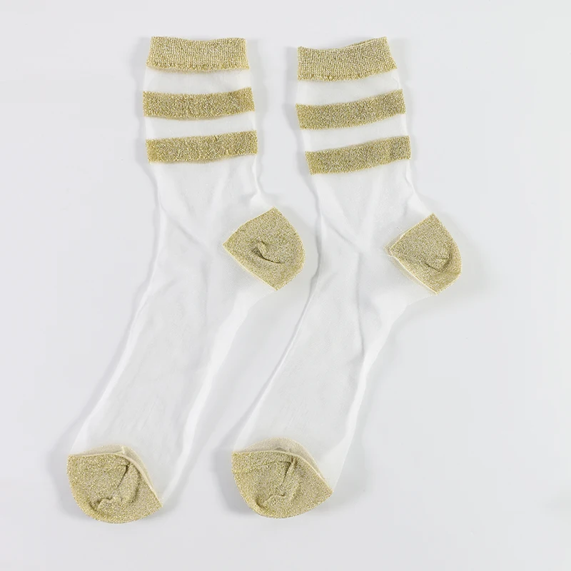 Летние модные прозрачные полосатые дешевые забавные женские черные прозрачные носки