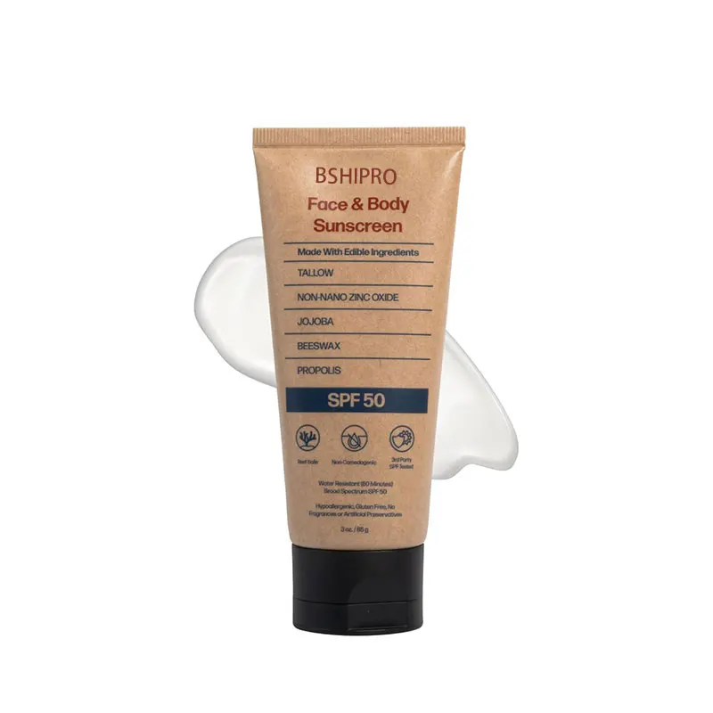 OEM Натуральный минеральный солнцезащитный крем SPF 50 органический увлажняющий с жиром оксида цинка безопасный водостойкий защита для лица тела