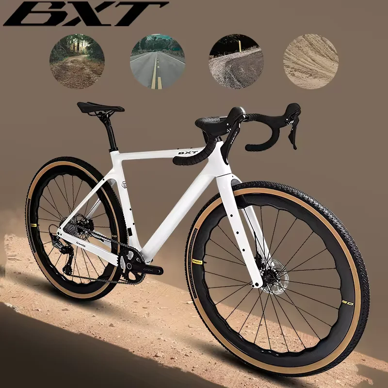 BXT New Gravel Bike Carbon Fiber Disc Brake SHIMANO Sport Super Light Road Bikes Full Internal Routing Carbon Gravel Bicycle