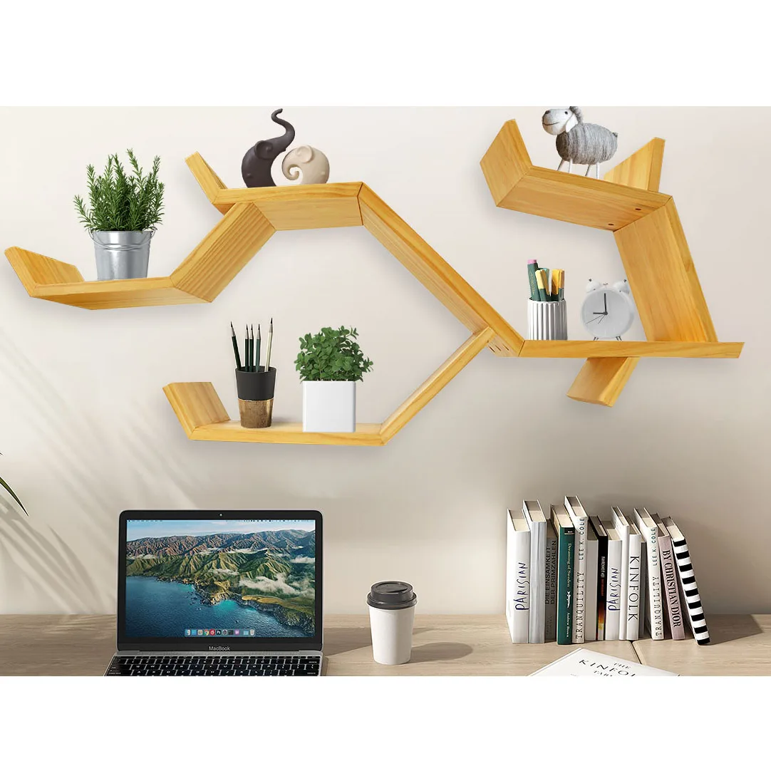 Home office Modern hanging book shelf wall mounted Branches kid Tree Shaped floating nursery book shelves wooden for living room