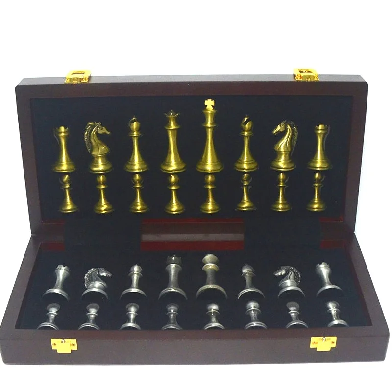 International Chess Foldable Chessboard High-End Metal Chess Pieces International Chess Travel and Entertainment Gift
