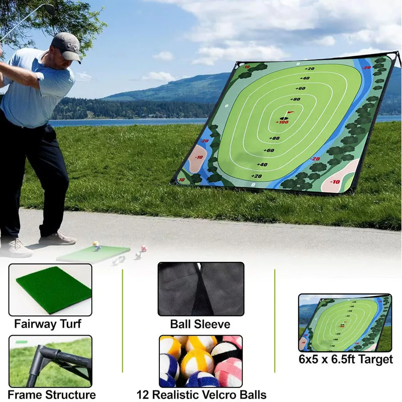 Huiye New Golf Chipping Game Original Portable Golf Game Chipping Practice Indoor Outdoor Swing Mat Sport Toy For Junior Golfers