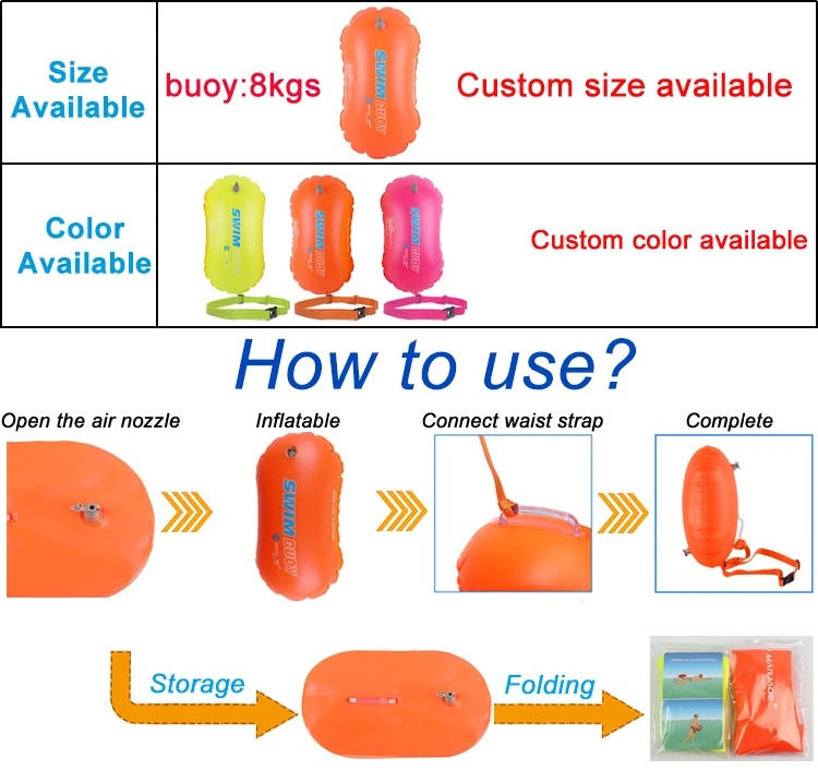 PVC Dual Airbags Safety Swimming Buoy Float Air Dry Bag Inflatable Float Lifesaving Water Sport Swim Buoyancy Bag