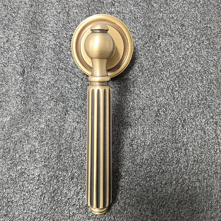 New Modern Solid Brass Wooden Door Handle Privacy Lock Interior Magnetic Door Handle Lock