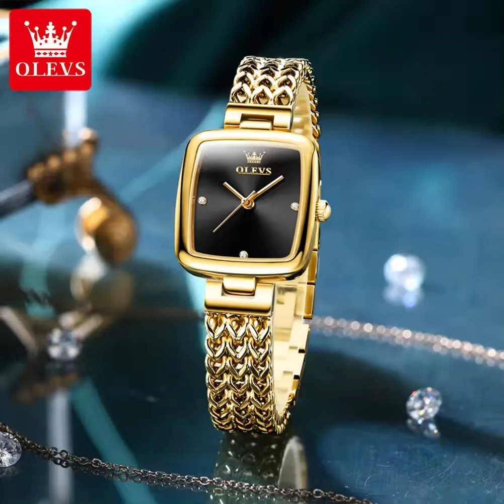 OLEVS 9948 wholesale chinese factory Square Gold Women Watch quartz watches luxury Ladies Wrist Watches Green Face