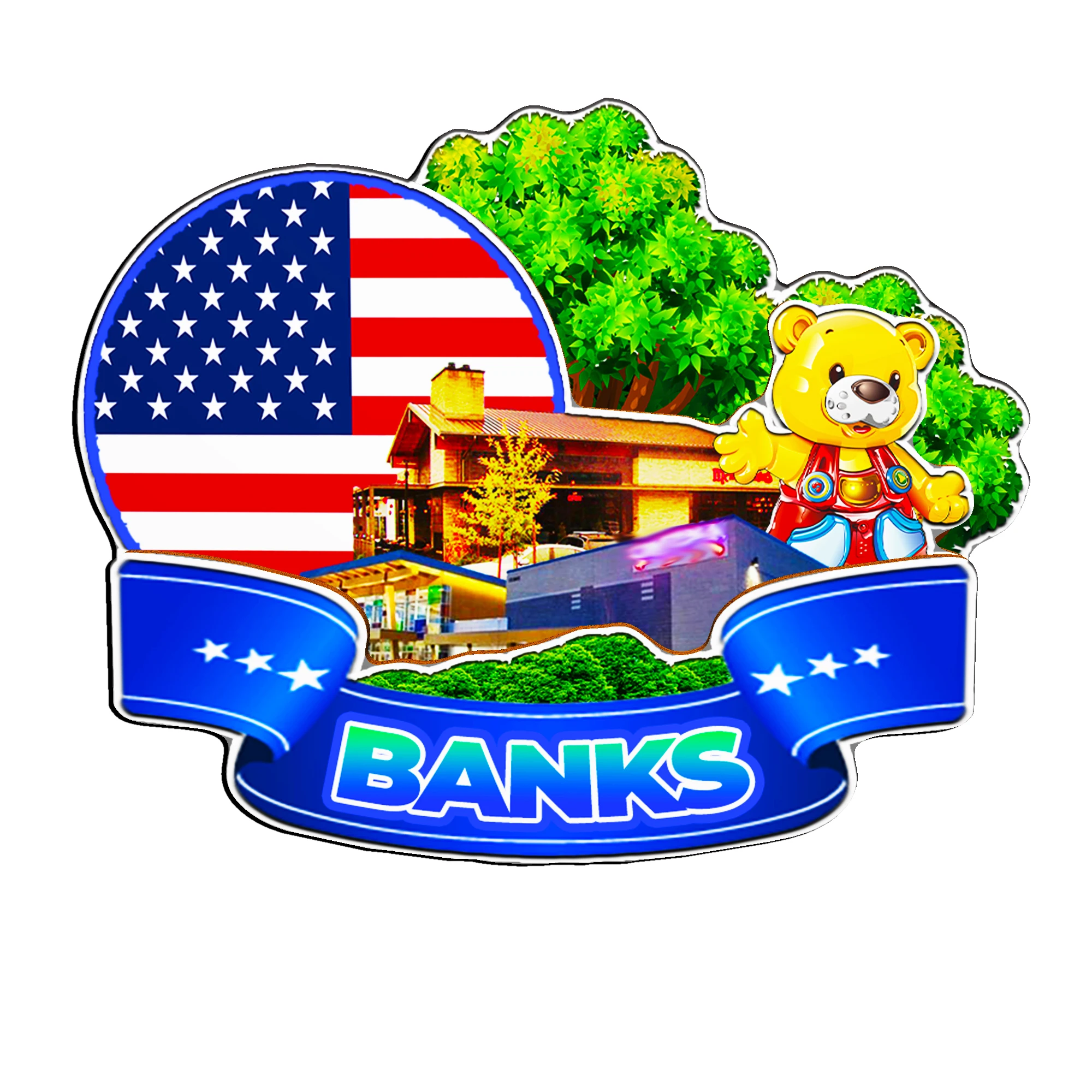 Refrigerator Magnet Banks Oregon USA United States Fridge Magnet City Travel Souvenirs Gifts 3D Classic Home Crafts