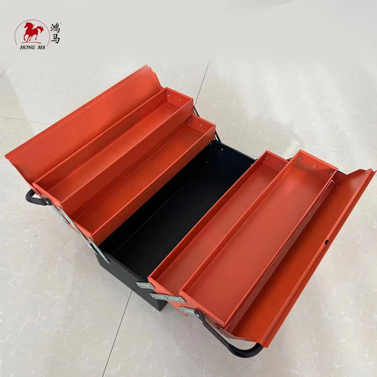 Metal roller cabinet tool trolley with stainless steel working top and tool box with hand tools sets