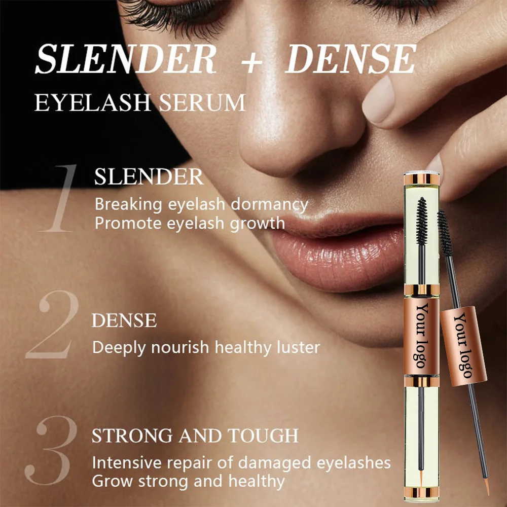 OEM Custom 2 in 1 Eyelash Eyebrow Enhancer Serum Private Label Castor Oil Eyelash Growth Serum