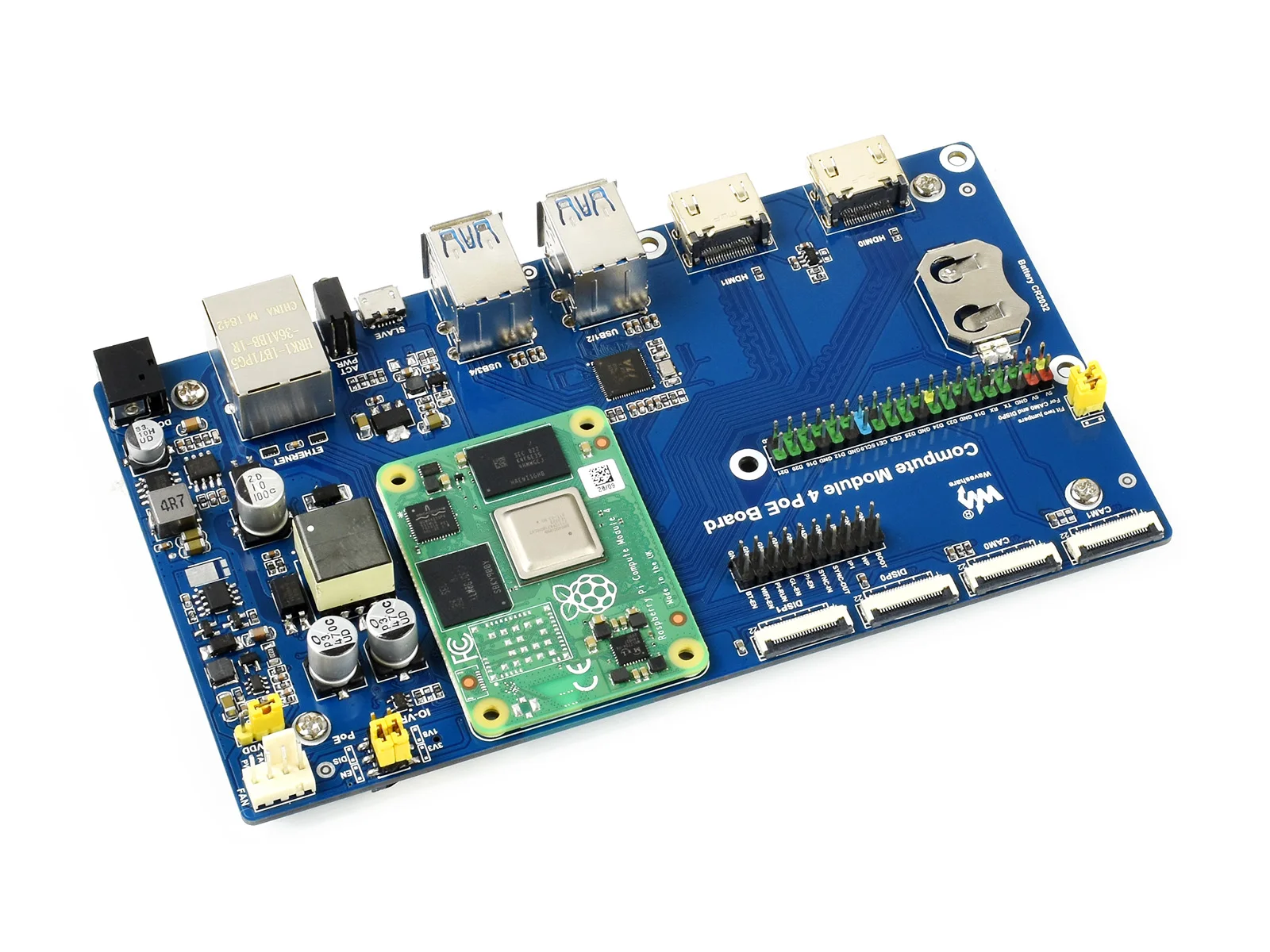 Waveshare Raspberry Pi вычислительный модуль 4 IO Плата с функцией PoE для всех вариантов CM4