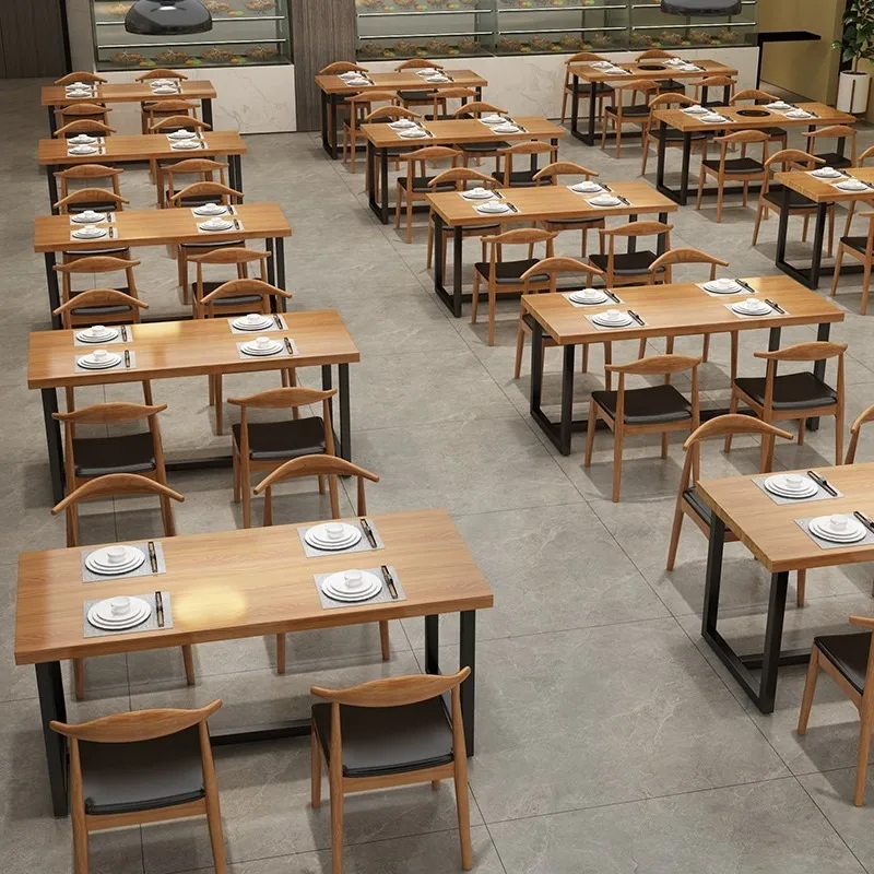 Restaurant Furniture Seating Dining Table Chairs Wooden Table Stainless Steel Table Frame Bent Plywood Dining Room Dining Chair