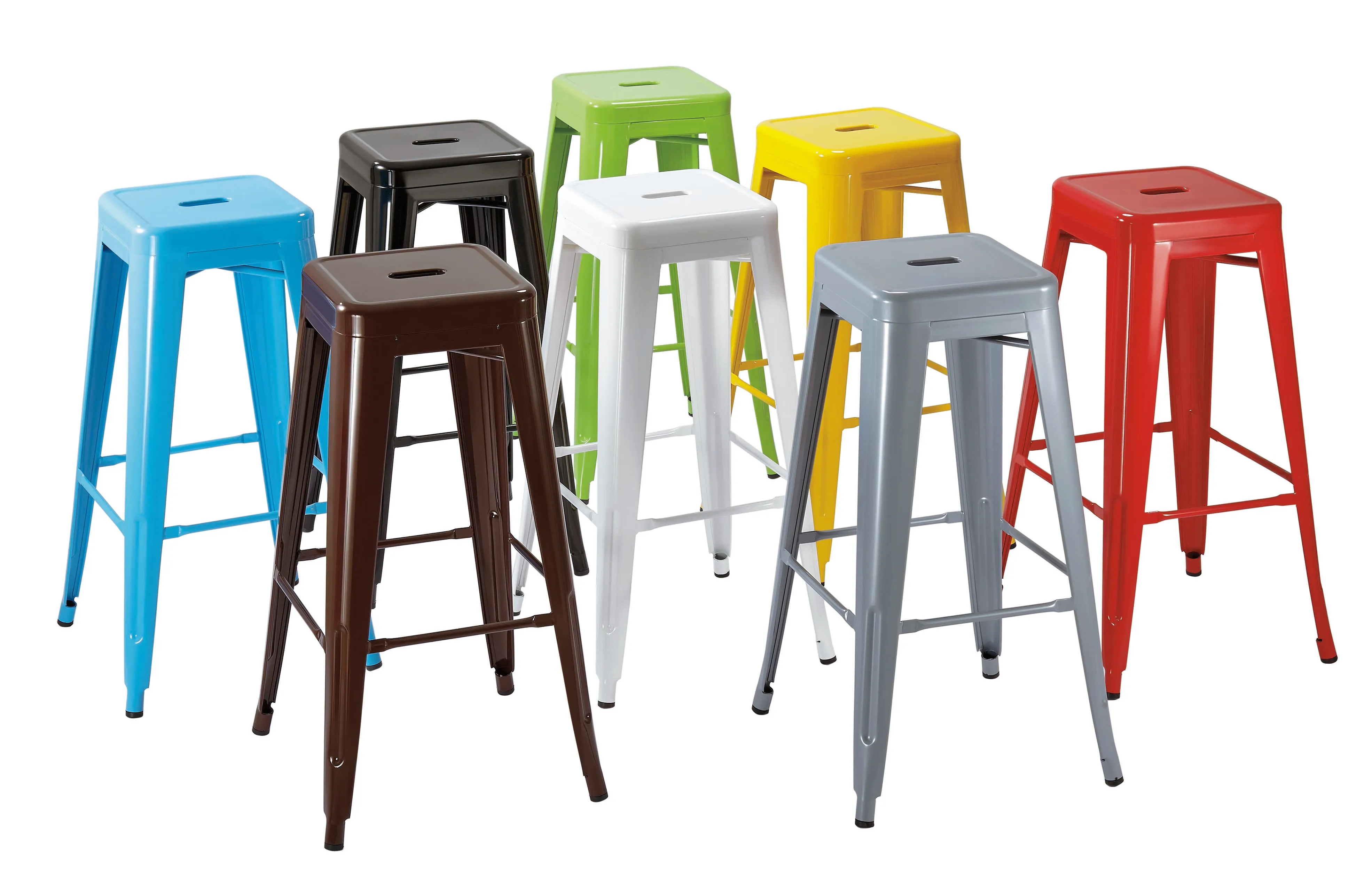 Factory Price China Powder Coated Frame Low Back Stackable iron metal Bar Stool for Restaurant