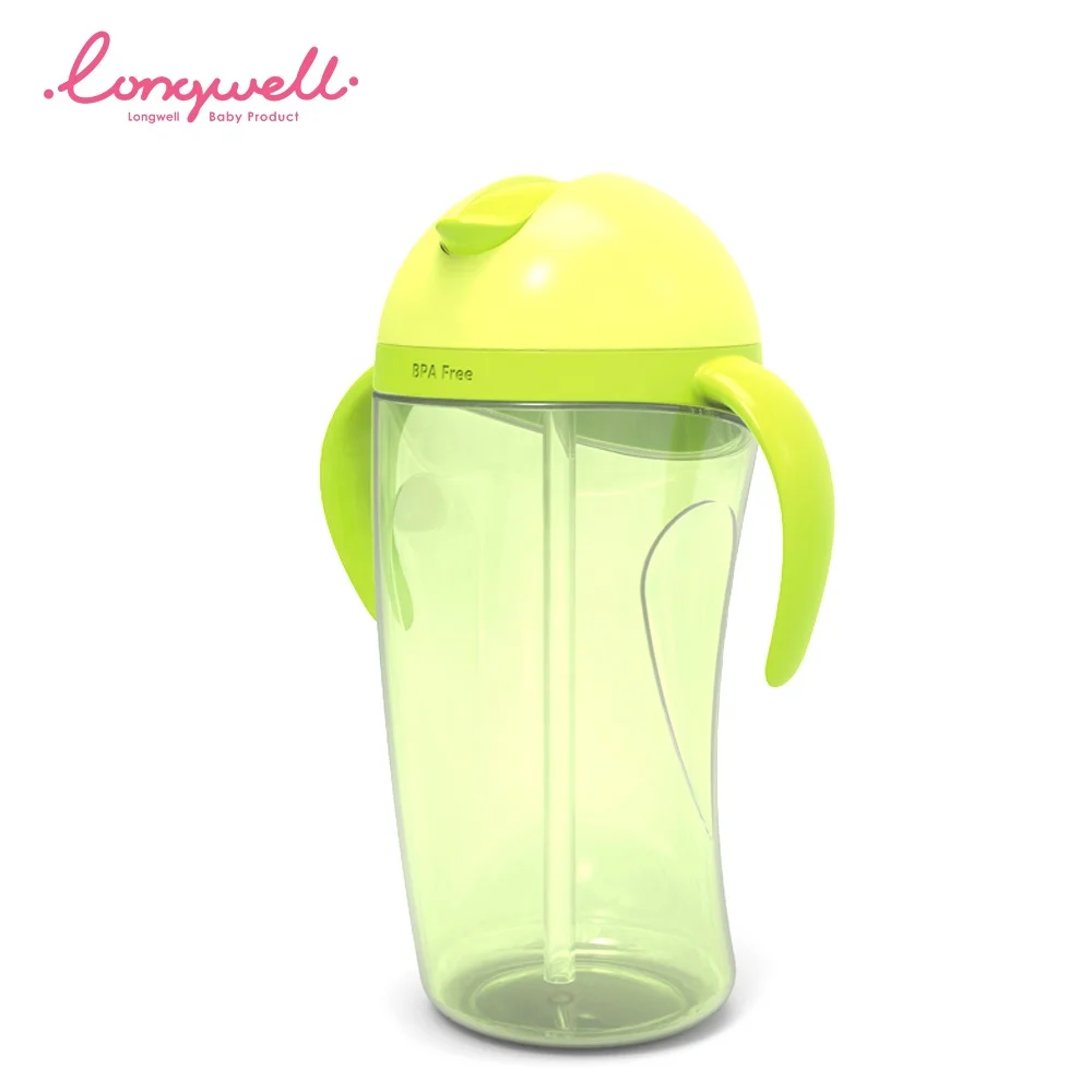 
Ningbo Longwell Custom PP Water Bottle Baby Flip Lid Straw Silicone Grips BPA Free Bottles Training Cup Drinking 100% Food Grade 