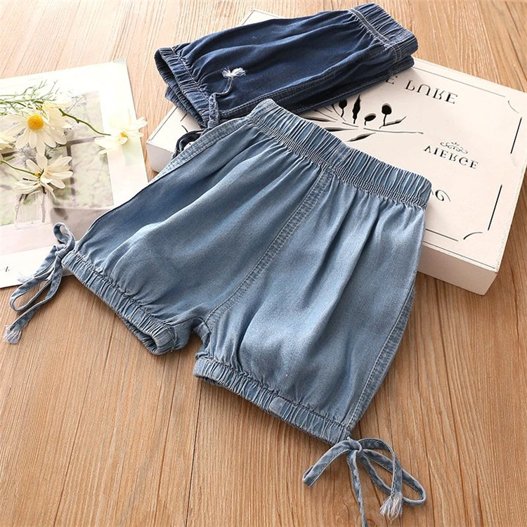 Korean Kids Fashion Design High Quality Baby Girls Hot Plain Short Jeans From Clothing Market In China